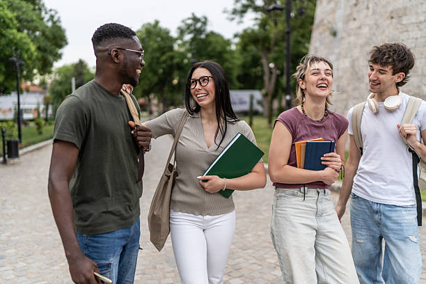 Students walking together on campus
