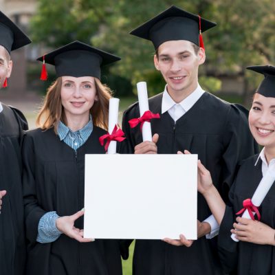 graduation-concept-with-students-holding-blank-certificate-template